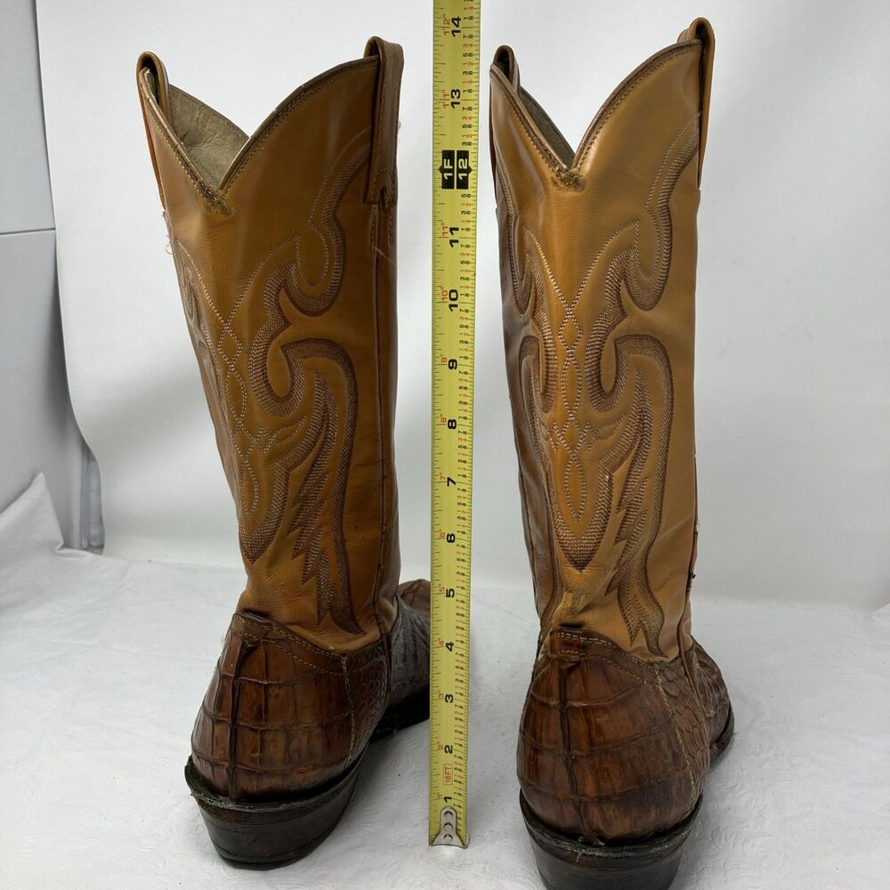 Vintage 80s Cowtown Lizard Skin Western Leather Cowboy Boots Men’s 8.5 D Brown - Picture 5 of 16